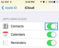 Enable contacts for icloud on iphone