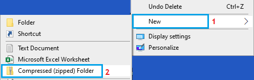 Create new compressed zipped folder