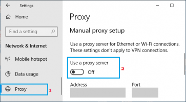 Disable use proxy server option windows