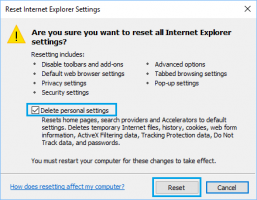  pesonal settings reset internet explorer settings