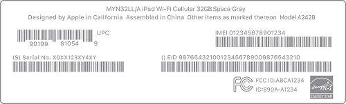Ipad serial number package label