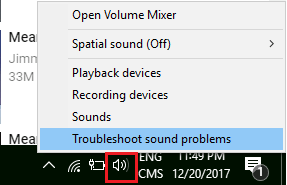 Troubleshoot sound problems windows 10