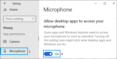 Allow desktop apps to access microphone windows