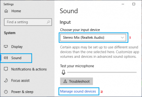 Manage sound devices windows input device