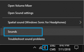 Sound icon taskbar sounds option windows 10