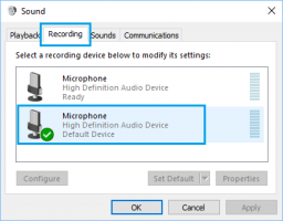 Open microphone properties windows 10