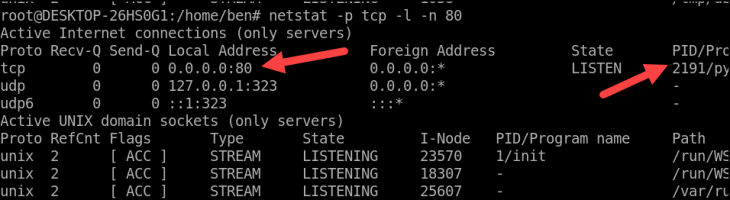 L a linux process using a port number 5 compressed