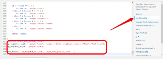 Oogle fonts typography enqueue functions file code