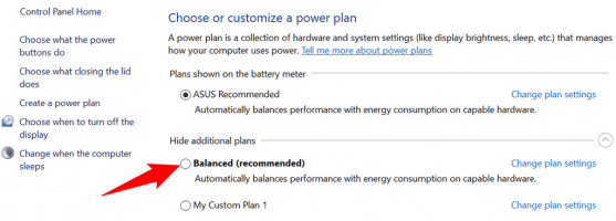 16 select power plan