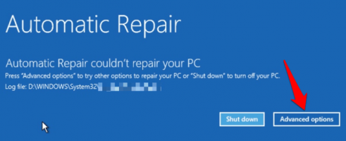 Working windows 10 startup repair advanced options