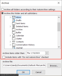 O archive emails in microsoft outlook 3 compressed
