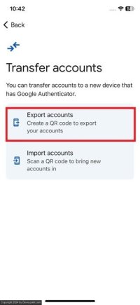 Transfer google authenticator export acounts