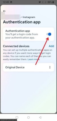 Transfer google authenticator instagram toggle off