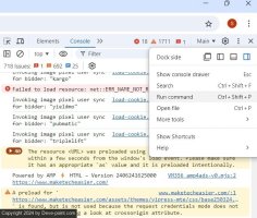Windows Chrome Developer Tools Console Run Command