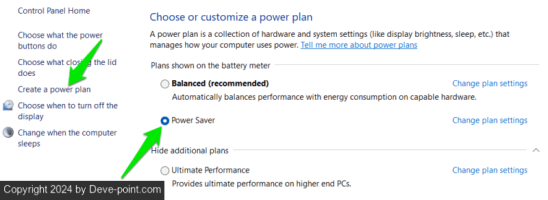 Select power saver plan 800x292