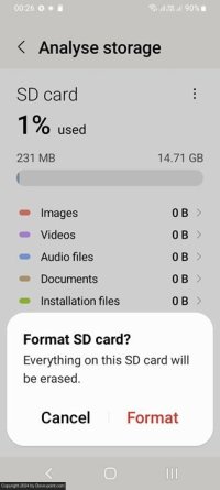 Ormat SD Android Analyze Storage Formatting Option