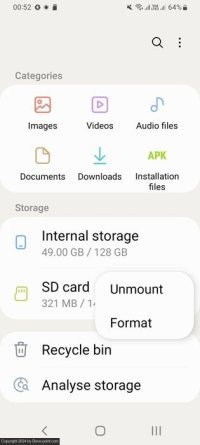 Format SD Android Unmount SD Card