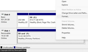 T SD Android Disk Management Windows Format Button