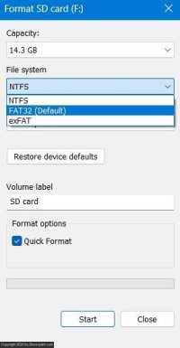 Format SD Android Windows Right Click Disk Format