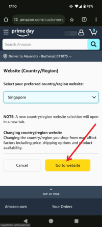 Change langugae amazon mobile browser new country