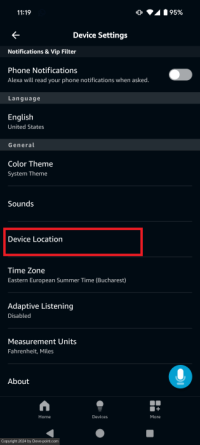 Change langugae amazon alexa app device location