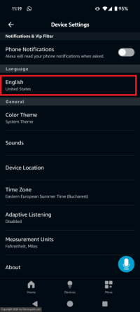 Change langugae amazon alexa app language