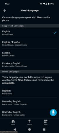 Change langugae amazon alexa app language options