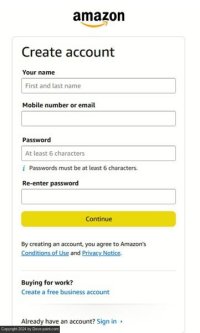 Sign up amazon prime continue button