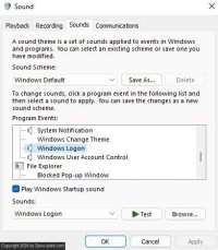  95 startup sound to windows windows logon setting