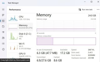 RAM Test Windows Task Manager RAM Use Details