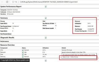 RAM Test Windows Perfmon Report Details