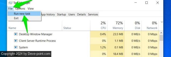 Task manager new task 800x267