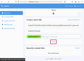 Y server shlink linux 14 save new custom shortlink