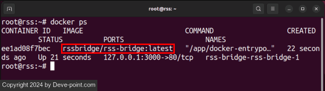 S feeds rss bridge linux 02 list docker containers