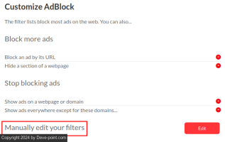 Edge adblock customize