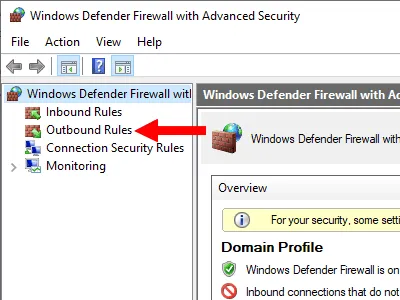 قواعد جدار حماية Windows الصادرة