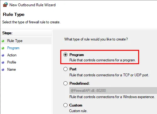 خيار جدولة قواعد جدار حماية Windows الجديد الصادر